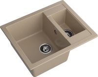 GRANFEST Мойка QUADRO 610K 1,5-чаши 610*500мм песочный арт.GF- арт-Q-610K песочный — фото 1, Кухонные мойки