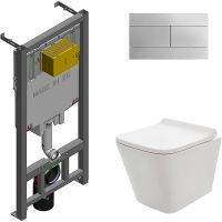 Комплект унитаза AQUAme AQM2004 с сиденьем Микролифт и инсталляцией Jacob Delafon E29025-NF+E4316-CP арт-AQM2004+E29025-NF+E4316-CP — фото 1, Комплекты унитаз + инсталляция