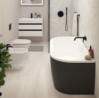 Акриловая ванна CEZARES арт-SLIM WALL-180-80-60-NERO-SET — фото 3, Акриловые ванны