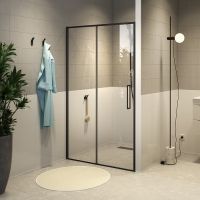 Душевая дверь Iddis Slide 132 профиль Черный стекло прозрачное арт-SLI6BS3i69 — фото 4, Раздвижные душевые двери