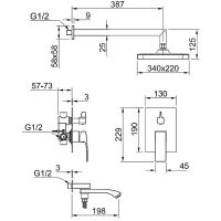 Душевая система Raglo Хром арт-R01.27 — фото 2, Встраиваемые душевые комплекты