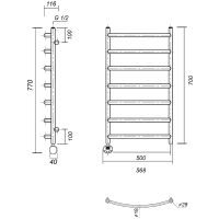 Электрический полотенцесушитель Domoterm Калипсо П7 500x700 АБР EL Античная бронза арт-КалипсоП7500x700АБРEL — фото 2, Электрические полотенцесушители