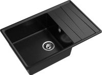 GRANFEST Мойка LEVEL 760L 1-чаша+крыло 760*500 черный арт.GF- арт-LV-760L черный — фото 1, Кухонные мойки