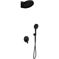 Душевая система AQUAme Черная матовая арт-AQM8402MB — фото 1, Встраиваемые душевые комплекты