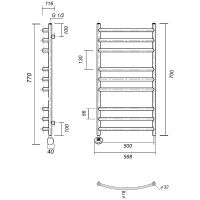Электрический полотенцесушитель Domoterm Калипсо П9 500x700 EL Хром арт-КалипсоП9500x700EL — фото 2, Электрические полотенцесушители