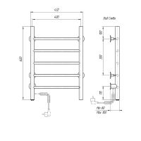 Электрический полотенцесушитель Domoterm Классик DMT 109-5 40x60 EKL Черный матовый арт-DMT109-540x60ЧРНEKL — фото 2, Электрические полотенцесушители