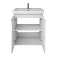 Тумба Q PLUS (D), 55 см, подвесная/напольная, 2 дверцы, с опорами, белый глянец арт-99.1008 — фото 14, Тумбы под раковину