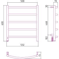 Электрический полотенцесушитель Сунержа Галант 4.0 600x500 L Хром арт-00-0830-6050 — фото 3, Электрические полотенцесушители
