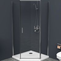 Душевой уголок BelBagno Uno 80х80 профиль Хром стекло прозрачное арт-UNO-195-P-1-80-C-Cr — фото 1, Душевые уголки трапеция