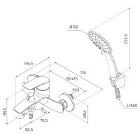 Смеситель для ванны Milardo Rora Черный матовый арт-RORBL00M02 — фото 3, Смеситель для ванны