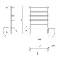 Электрический полотенцесушитель Domoterm Орфей DMT Орфей П6 400x600 EK R Белый матовый арт-DMTОрфейП6400x600БЕЛEKR — фото 2, Электрические полотенцесушители