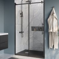 Душевая дверь BelBagno Marino 120 профиль Черный матовый стекло прозрачное арт-MARINO-BF-1-120-C-NERO — фото 1, Раздвижные душевые двери