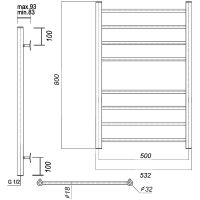 Водяной полотенцесушитель Domoterm Медея П8 500x800 Хром арт-МедеяП8500x800 — фото 2, Водяные полотенцесушители