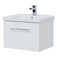 Товар: Тумба BIG INN, 65 см, подвесная, 1 ящик + выдвижной внутренний ящик, белый глянец арт-77.0201W - фото 1 Тумба BIG INN, 65 см, подвесная, 1 ящик + выдвижной внутренний ящик, белый глянец арт-77.0201W — фото 1, Тумбы под раковину