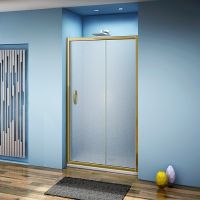 Душевая дверь Good Door Jazze 110 WTW-110-C-G профиль Золото стекло прозрачное арт-ДЖ00048 — фото 2, Раздвижные душевые двери