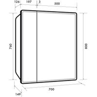 Шкаф зеркальный POINT, 70 см, 2 дверцы, 2 стеклянные полки, инфракрасный выключатель, LED-подстветка арт-99.9033 — фото 5, Зеркальные шкафы в ванную
