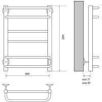 Электрический полотенцесушитель Melodia della vita Fusion Ferrum 40х60 П6 Черный арт-MTRFEF4060bk — фото 2, Электрические полотенцесушители