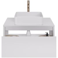 Товар: Тумба INSIGHT, 80 см, подвесная, стеклянная столешница с отверстиями для установки накладного умывал арт-99.9200 - фото 3 Тумба INSIGHT, 80 см, подвесная, стеклянная столешница с отверстиями для установки накладного умывал арт-99.9200 — фото 3, Тумбы под раковину