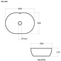 Раковина-чаша Bond Oval 49 Белый глянец арт-S65-490 — фото 6, Раковины накладные