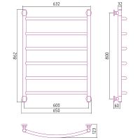 Водяной полотенцесушитель Сунержа Галант+ 800х600 Хром арт-00-0200-8060 — фото 4, Водяные полотенцесушители