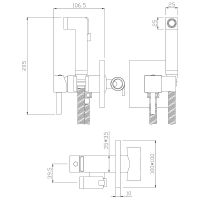 Гигиенический душ со смесителем Rossinka Хром арт-X25-53 — фото 2, Гигиенические души