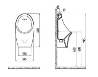 Писсуар Creavit подвесной Белый арт-TP611-00CB00E-0000 — фото 2, Писсуары