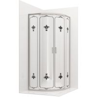 Душевой уголок Ambassador Royal 90x90 профиль Хром стекло белое с рисунком арт-18015106 — фото 1, Душевые уголки четверть круга