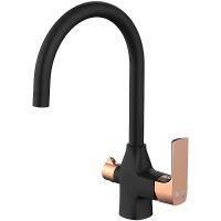 Смеситель для кухни Lemark Ursus Черный матовый Золото арт-LM7261BLR — фото 1, Смесители для кухни