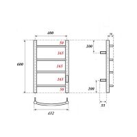 Полотенцесушитель электрический Point Афина П4 400x600 диммер справа, белый арт-PN04846W — фото 2, Электрические полотенцесушители