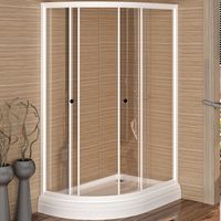 Душевой уголок Radomir 120x80 R с поддоном профиль Белый стекло прозрачное арт-1-03-1-2-0-0080 — фото 1, Асимметричные душевые уголки