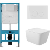 Комплект унитаза с инсталляцией Aqueduto Macio с сиденьем Микролифт и Белой глянцевой клавиш арт-AQDS003 — фото 1, Комплекты унитаз + инсталляция