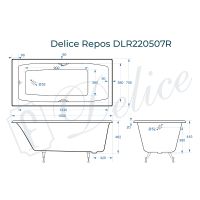 Товар: Чугунная ванна Delice Repos 150x70 с черными матовыми ручками без антискользящего покрыт арт-DLR220507RB - фото 2 Чугунная ванна Delice Repos 150x70 с черными матовыми ручками без антискользящего покрыт арт-DLR220507RB — фото 2, Чугунные ванны