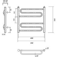 Водяной полотенцесушитель Domoterm Офелия П6 400x500 Хром арт-ОфелияП6400x500 — фото 2, Водяные полотенцесушители