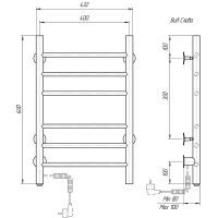 Электрический полотенцесушитель Domoterm Аврора DMT 109-6 40x60 EK L Хром арт-DMT109-640x60EKL — фото 3, Электрические полотенцесушители