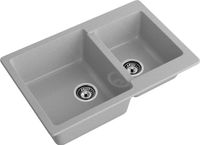 GRANFEST Мойка PRACTIK 780K 2 чаши 780*510мм серый арт.GF- арт-P-780K серый — фото 1, Кухонные мойки