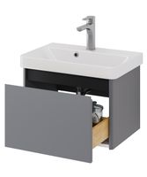 Тумба Luxury, 55 см, подвесная, 1 ящик, серый базальт арт-99.2011 — фото 9, Тумбы под раковину