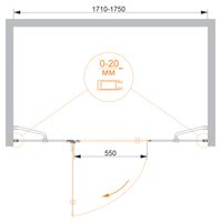 Душевая дверь CEZARES арт-BERGAMO-W-B-13-80+60/40-C-Cr-L — фото 2, Распашные душевые двери