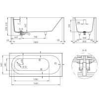 Ванна из искусственного камня Salini Ornella Kit 180х80 Белая матовая арт-102422M — фото 5, Ванны из искусственного камня