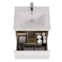 Тумба PERFECTO, 60 см, подвесная, 1 ящик, дуб эврика/белый глянец арт-99.0811 — фото 9, Тумбы под раковину