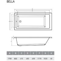 Акриловая ванна Relisan Bella 170x80 без гидромассажа арт-Гл000026031 — фото 5, Акриловые ванны