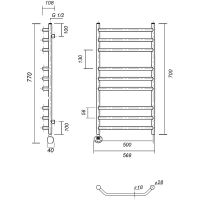 Электрический полотенцесушитель Domoterm Лаура П9 500x700 АБР EL Античная бронза арт-ЛаураП9500x700АБРEL — фото 2, Электрические полотенцесушители
