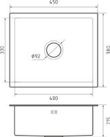 GRANFEST METAL Мойка нерж.сталь AISI 304 1 чаша 450*380*215 мм арт.GF- арт-4538 нерж — фото 2, Кухонные мойки