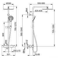 Душевая система Keuco Plan Blue с термостатом Черная матовая арт-53926372321 — фото 7, Душевые стойки