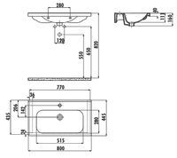 Раковина Creavit Eksen 80 Белая арт-EK080-00CB00E-0000 — фото 2, Раковины встраиваемые сверху