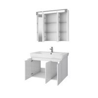 Тумба Q (D), 80 см, подвесная, 3 дверцы, белый глянец арт-99.1003 — фото 3, Тумбы под раковину