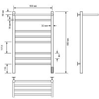 Электрический полотенцесушитель Comfysan Luce EC-8 80x50 с полкой Хром арт-015541 — фото 2, Электрические полотенцесушители