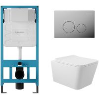 Комплект унитаза с инсталляцией Aqueduto Macio с сиденьем Микролифт и клавишей смыва Хром арт-AQDS009 — фото 1, Комплекты унитаз + инсталляция