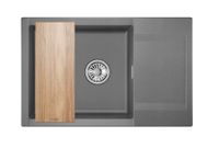 Granula-ES-, кухонная мойка, кварц, ESTETICA арт-7807, ГРАФИТ — фото 3, Кухонные мойки