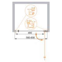 Душевая дверь CEZARES арт-ELENA-W-B-1-60-C-Cr — фото 3, Распашные душевые двери