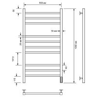 Электрический полотенцесушитель Comfysan Pioli-K EC-10 100x50 Хром арт-014414 — фото 2, Электрические полотенцесушители